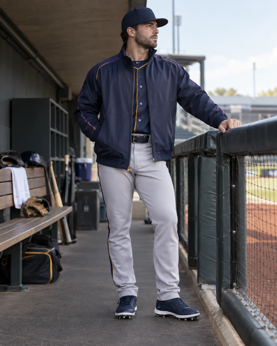 dugout layers editorial baseball teamwear on an athlete