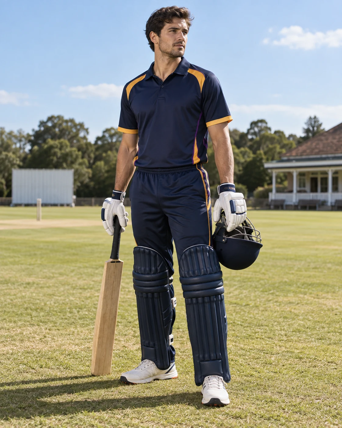 coloured match kits editorial cricket teamwear on an athlete